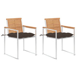 Vidaxl tuinstoelen 2 st met kussens massief teakhout en staal