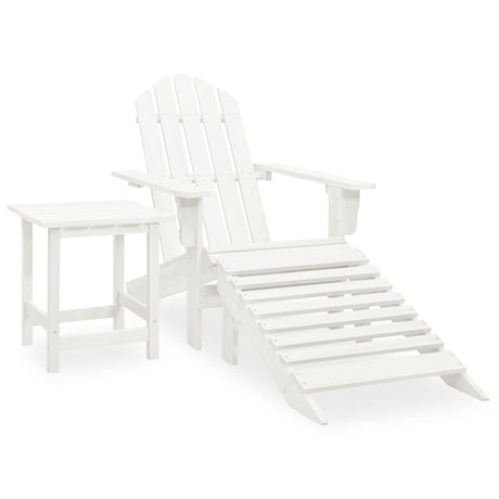 Vidaxl tuinstoel adirondack met voetenbank tafel massief vurenhout wit