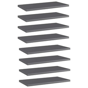 Vidaxl wandschappen 8 st 40x20x1,5 cm spaanplaat hoogglans grijs