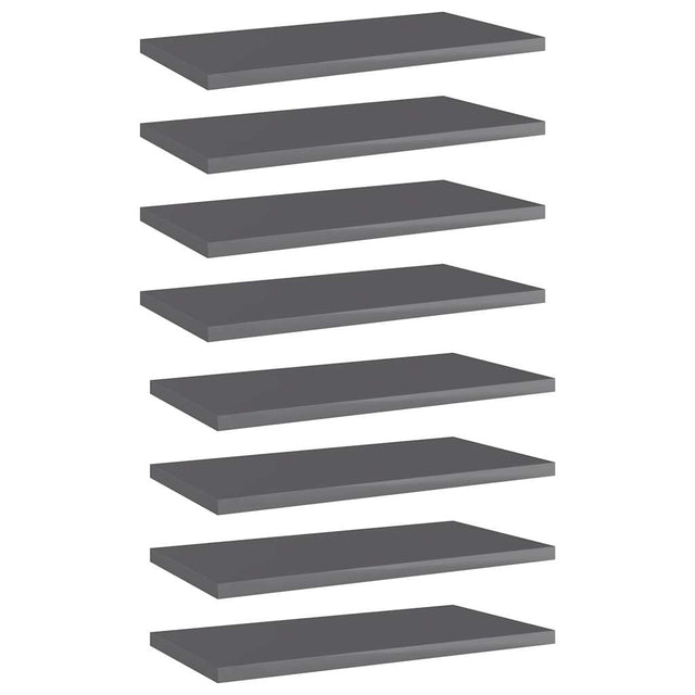 Vidaxl wandschappen 8 st 40x20x1,5 cm spaanplaat hoogglans grijs