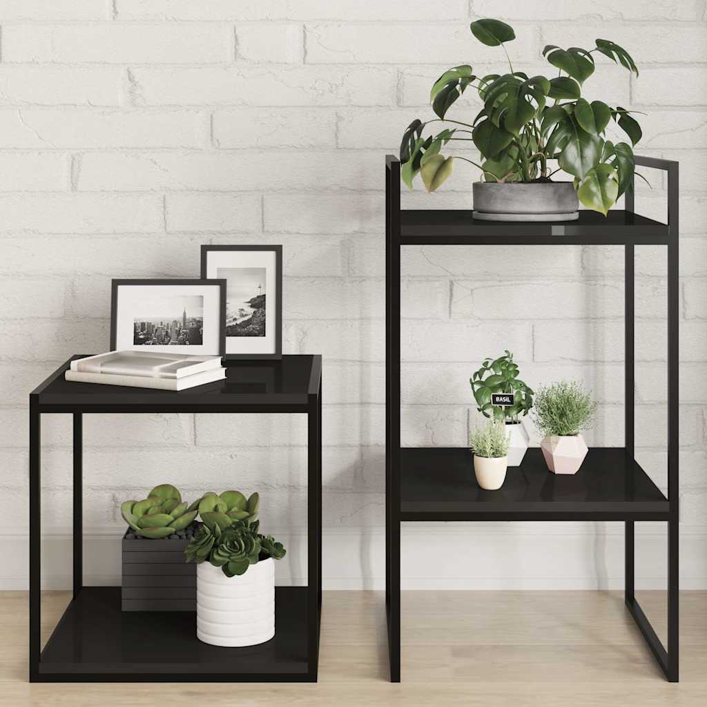 Vidaxl wandschappen 8 st 40x40x1,5 cm bewerkt hout hoogglans zwart