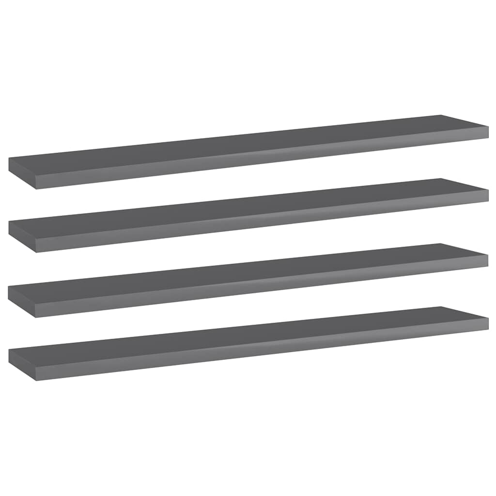Vidaxl wandschappen 4 st 60x10x1,5 cm spaanplaat hoogglans grijs