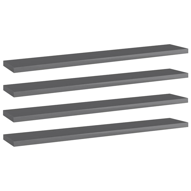 Vidaxl wandschappen 4 st 60x10x1,5 cm spaanplaat hoogglans grijs