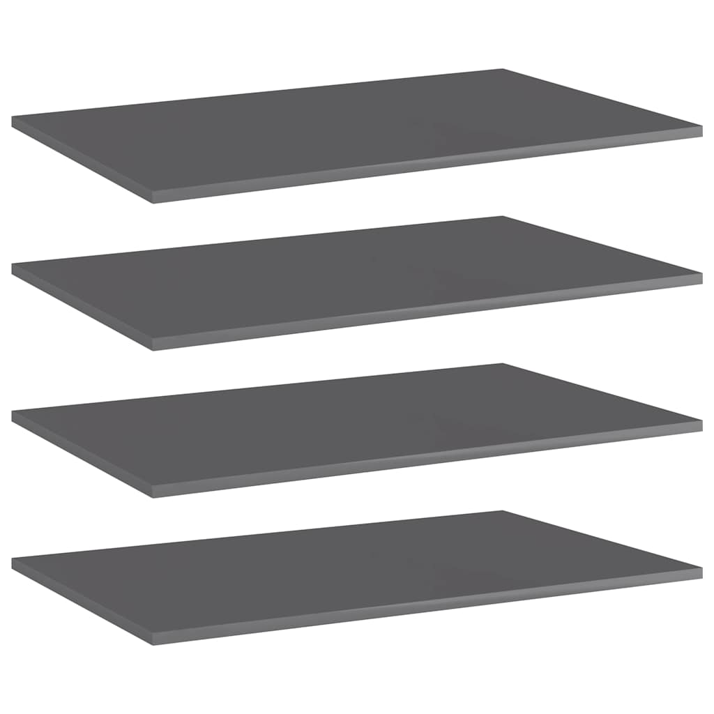 Vidaxl wandschappen 4 st 80x50x1,5 cm spaanplaat hoogglans grijs