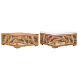 Vidaxl tuintafel en voetensteun met crèmekleurig kussen teakhout