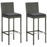 Vidaxl 3-delige tuinbarset met kussens poly rattan grijs