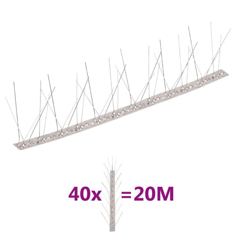 Vidaxl Vogel- und Taubenstifte mit 5 Reihen 40 St 20 m Edelstahl