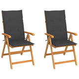 Vidaxl tuinstoelen 2 st met antracietkleurige kussens massief teakhout