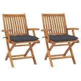 Vidaxl tuinstoelen 2 st met antracietkleurige kussens massief teakhout