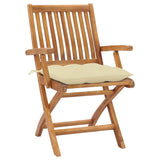 Vidaxl tuinstoelen 2 st met crèmewitte kussens massief teakhout