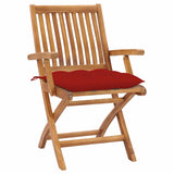 Vidaxl inklapbare stoelen 2 st met rode kussens massief teakhout