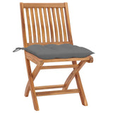Vidaxl inklapbare stoelen 2 st met grijze kussens massief teakhout