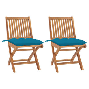 Vidaxl inklapbare stoelen 2 st met lichtblauwe kussens