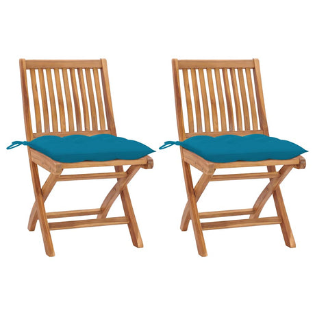 Vidaxl inklapbare stoelen 2 st met lichtblauwe kussens