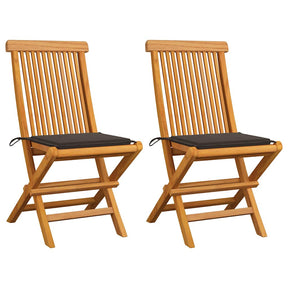 Vidaxl inklapbare stoelen 2 st met taupe kussens massief teakhout