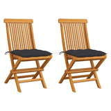 Vidaxl tuinstoelen 2 st met antracietkleurige kussens massief teakhout