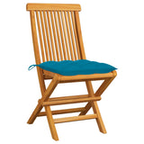 Vidaxl tuinstoelen 2 st met lichtblauwe kussens massief teakhout