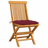 Vidaxl tuinstoelen 2 st met wijnrode kussens massief teakhout