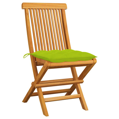 Vidaxl opklapbare stoelen met felgroene kussens, 2 stuks, massief teakhout