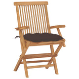 Vidaxl inklapbare stoelen 2 st met taupe kussens massief teakhout