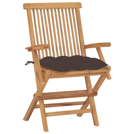 Vidaxl inklapbare stoelen 2 st met taupe kussens massief teakhout