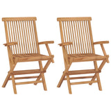 Vidaxl opklapbare stoelen met wijnrode kussens, 2 stuks, massief teakhout