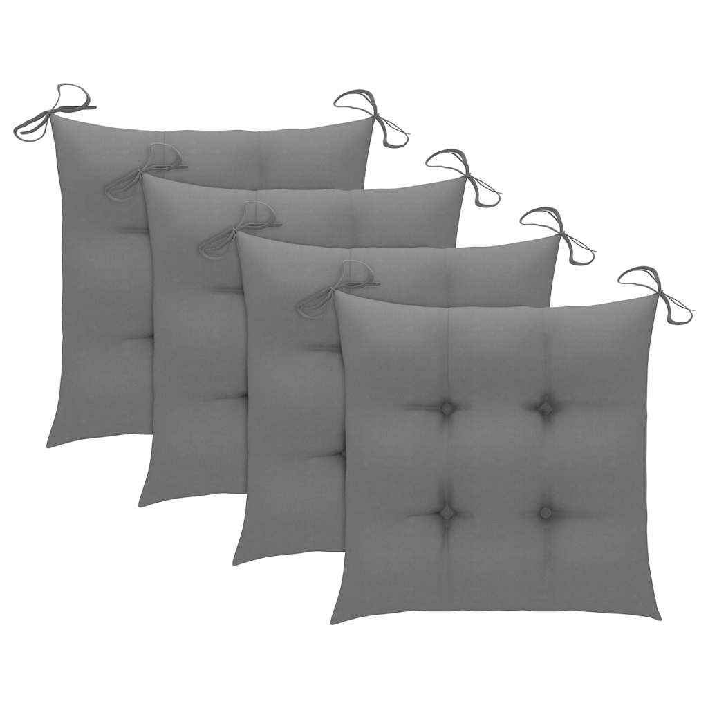 Vidaxl opklapbare stoelen met grijze kussens, 3 stuks, massief teakhout