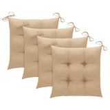 Vidaxl opklapbare stoelen met beige kussens, 3 stuks, massief teakhout