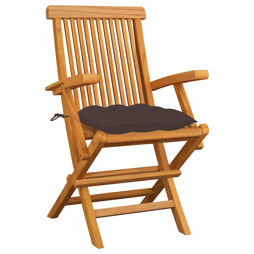Vidaxl inklapbare stoelen 3 st met taupe kussens massief teakhout