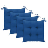 Vidaxl klapstoelen met blauwe kussens, 3 stuks, massief teakhout