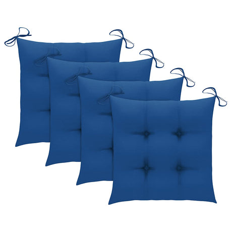 Vidaxl klapstoelen met blauwe kussens, 3 stuks, massief teakhout