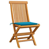 Vidaxl tuinstoelen 4 st met blauwe kussens massief teakhout