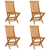 Vidaxl tuinstoelen 4 st met grijze kussens massief teakhout