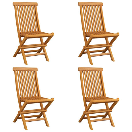 Vidaxl opklapbare stoelen met beige kussens, 4 stuks, massief teakhout