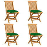 Vidaxl tuinstoelen 4 st met groene kussens massief teakhout