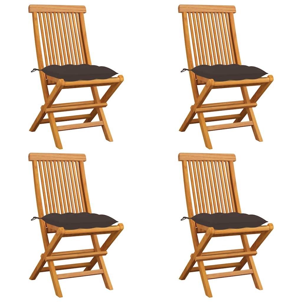 Vidaxl inklapbare stoelen 4 st met taupe kussens massief teakhout