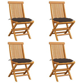 Vidaxl inklapbare stoelen 4 st met taupe kussens massief teakhout