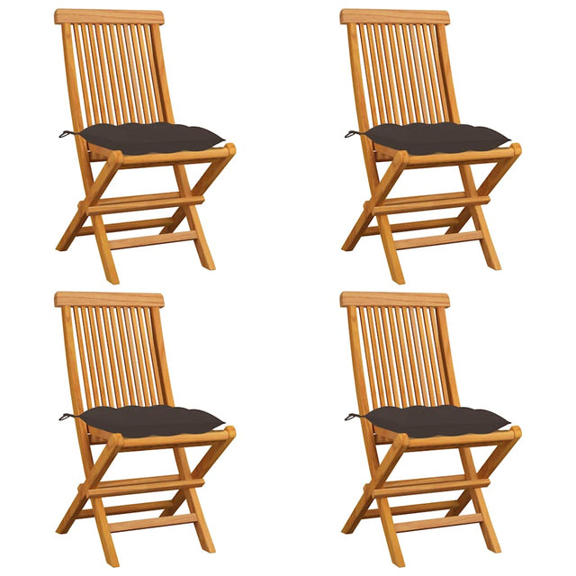Vidaxl inklapbare stoelen 4 st met taupe kussens massief teakhout