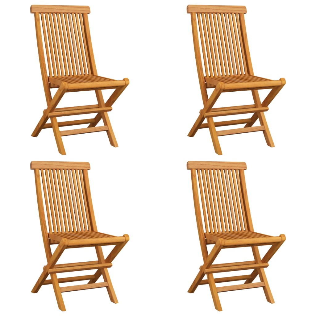 Vidaxl klapstoelen met wijnrode kussens, 4 stuks, massief teakhout