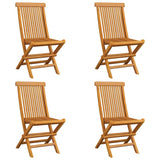 Vidaxl tuinstoelen 4 st met blauwe kussens massief teakhout