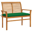 Vidaxl tuinbank met groen kussen 112 cm massief teakhout