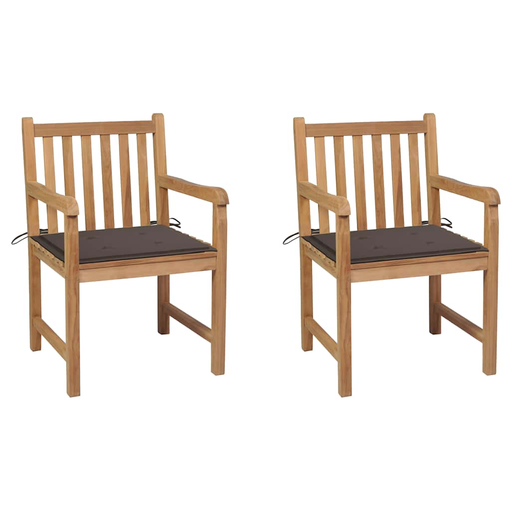 Vidaxl tuinstoelen 2 st met taupe kussens massief teakhout