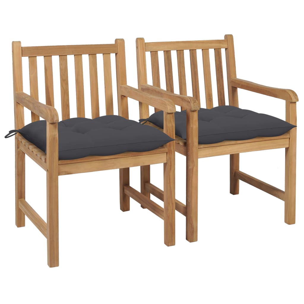 Vidaxl tuinstoelen 2 st met antracietkleurige kussens massief teakhout