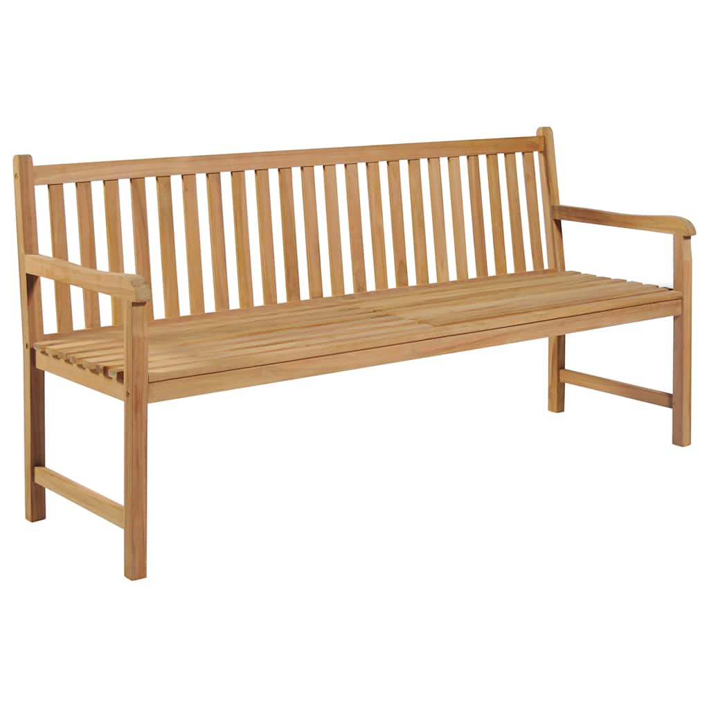 Vidaxl tuinbank met crèmekleurig kussen 175 cm massief teakhout