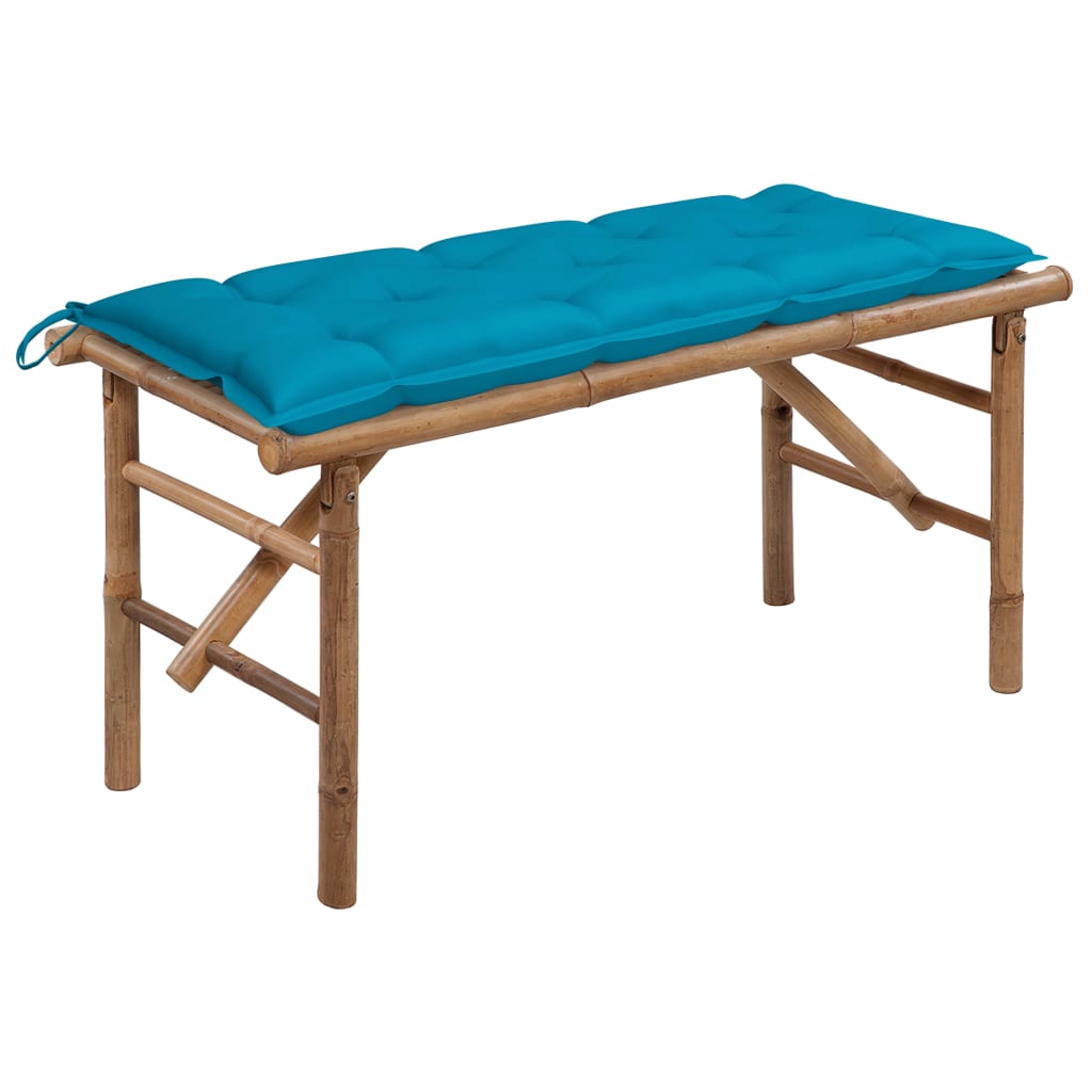 Vidaxl tuinbank inklapbaar met kussen 118 cm bamboe
