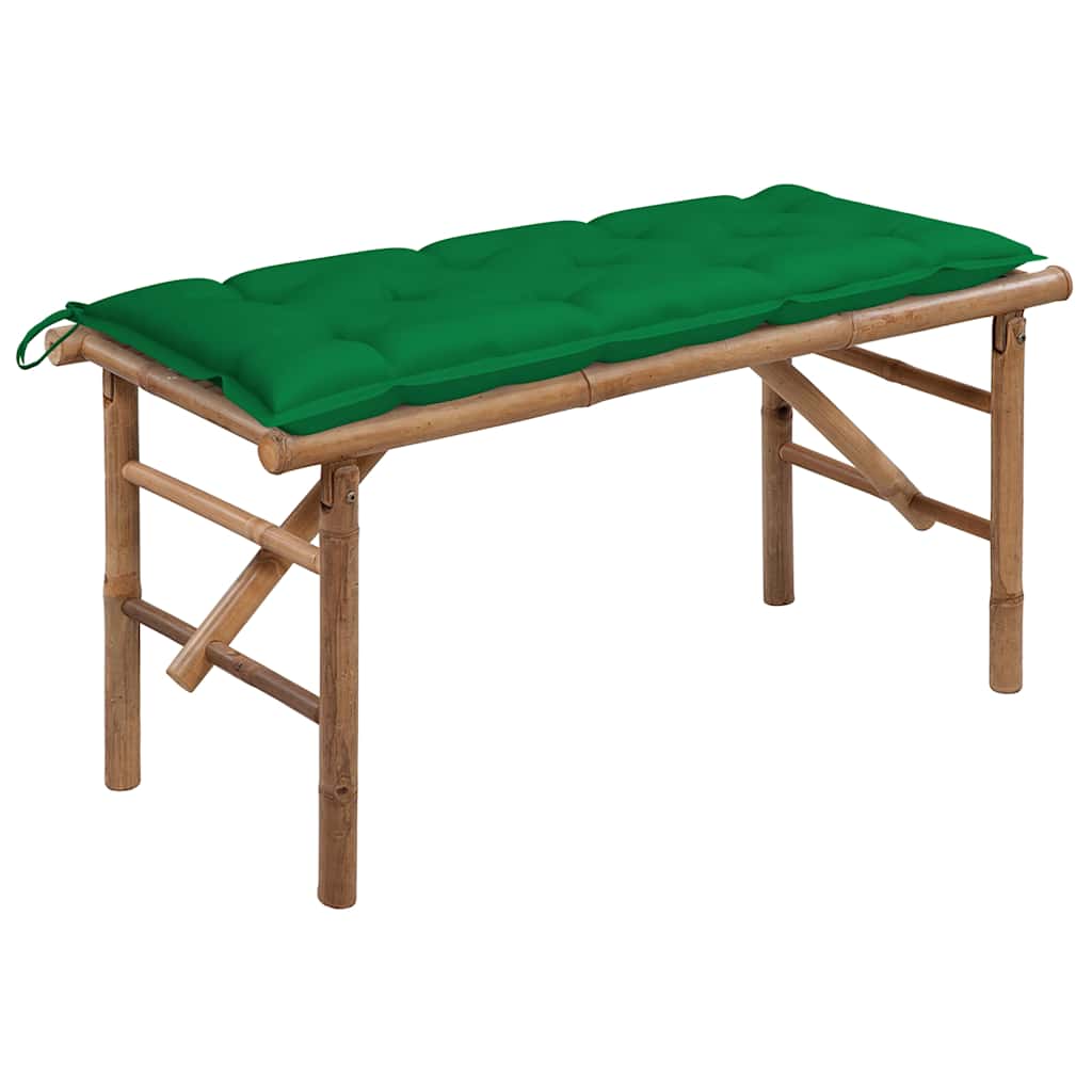 Vidaxl tuinbank inklapbaar met kussen 118 cm bamboe