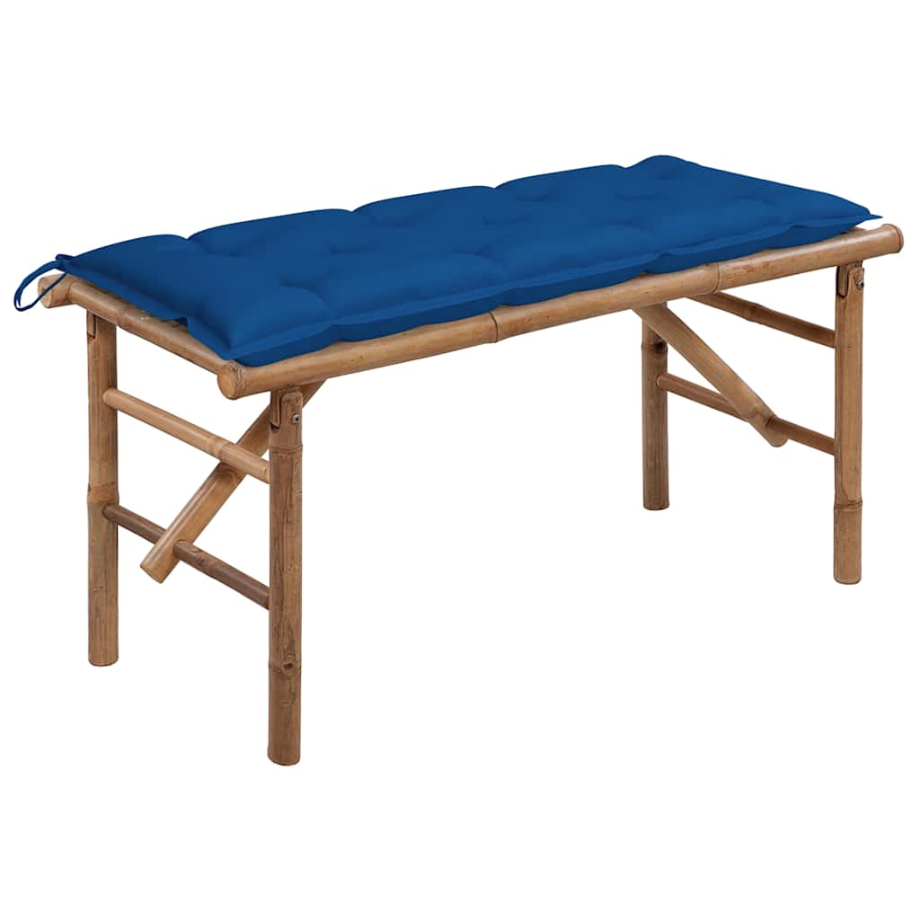 Vidaxl tuinbank inklapbaar met kussen 118 cm bamboe