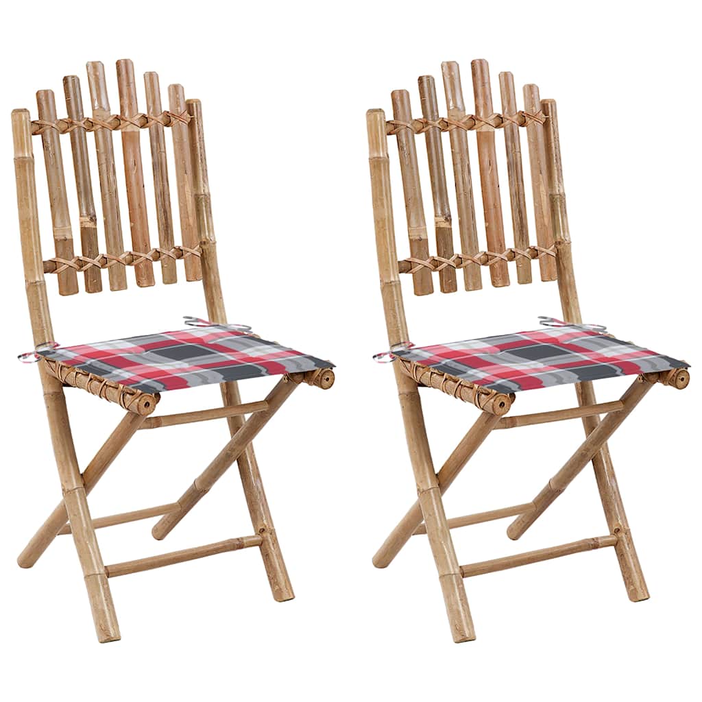 Vidaxl tuinstoelen 2 st inklapbaar met kussens bamboe