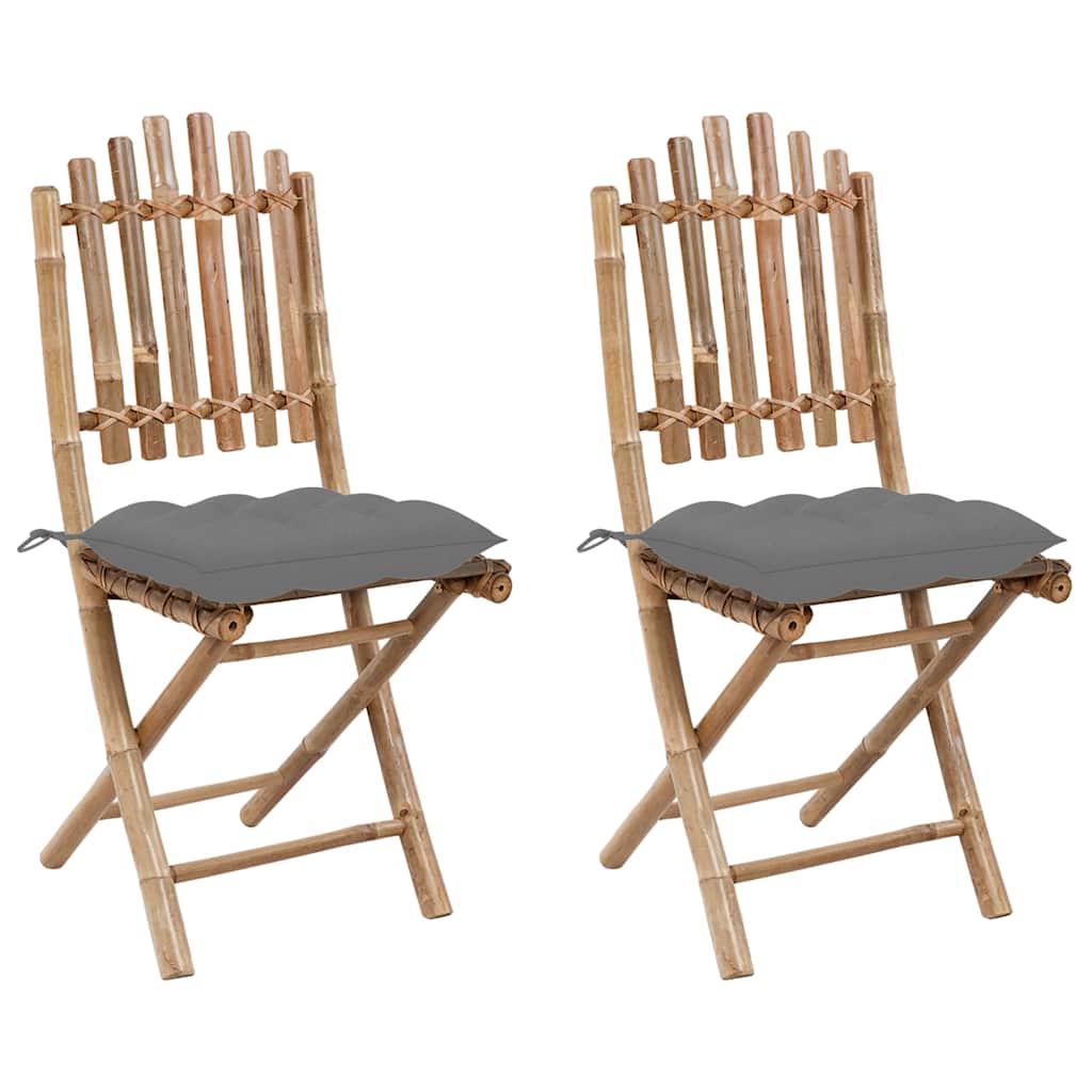 Vidaxl tuinstoelen 2 st inklapbaar met kussens bamboe