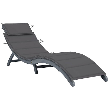 Vidaxl ligbed met kussen massief acaciahout grijs
